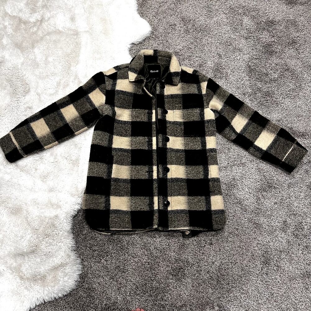 Madewell Belrose Shirt-Jacket in Maran Plaid Size Small